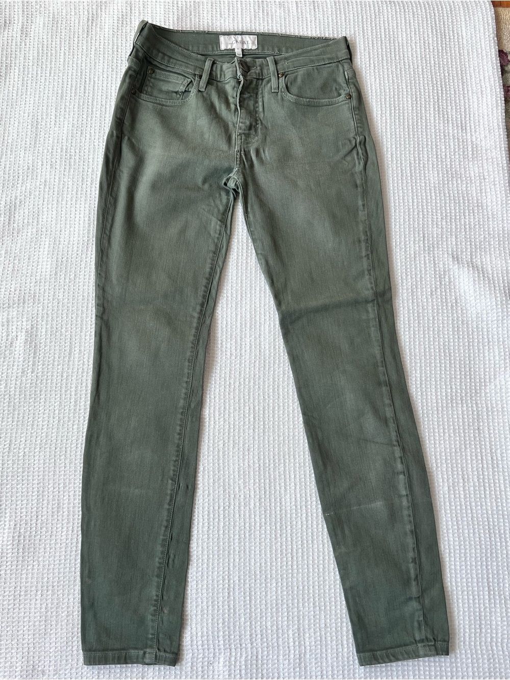 The Great Sage Green Skinny High Rise Stretch Denim Casual Minimalist Jeans 26